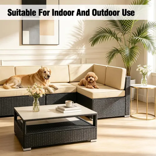 Vista 4 de 14 Piezas Fundas de Cojines para Patio Reemplazo Fundas de Cojines para Sofá de Exterior A Prueba de Salpicaduras Juego de Fundas para Sofá