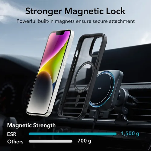 Vista 4 de ESR Funda para iPhone 14 Plus, compatible con MagSafe, protección de grado militar a prueba de golpes, resistente al amarillamiento, funda magnética