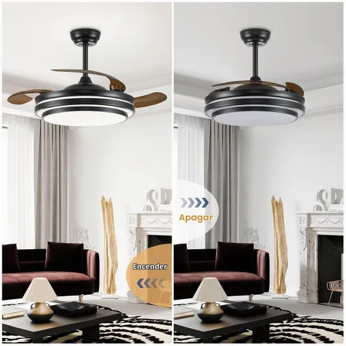 Vista 9 de FIDGRA Ventilador de Techo Fandelier de 42 Pulgadas con Luz, Ventilador de Techo Retráctil con Luces para Dormitorio, Sala de Estar, Comedor