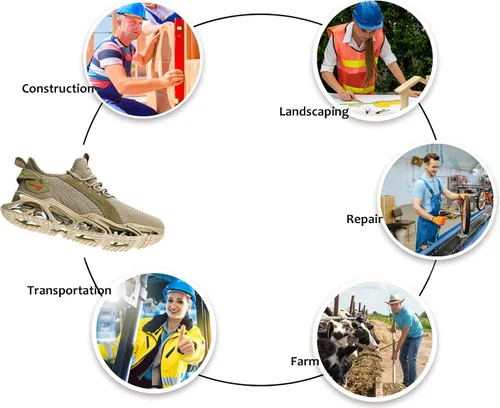 Vista 6 de Zapatos deportivos con punta de acero para hombre, ultra ligeros, indestructibles, a prueba de pinchazos, zapatos de seguridad antideslizantes