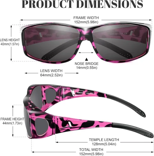 Vista 23 de Polarized Sunglasses Fit Over Glasses for Women Men with UV400 Protection Over Wrap Around Sun Glasses