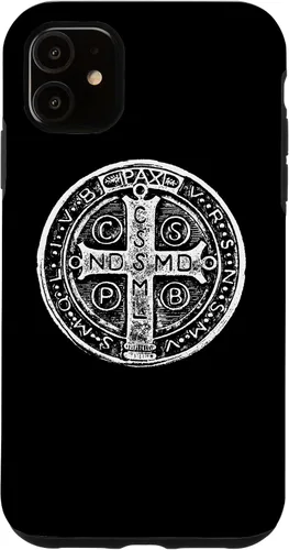 Vista 8 de Funda cristiana católica para iPhone 16 con medalla de San Benito de San Benito