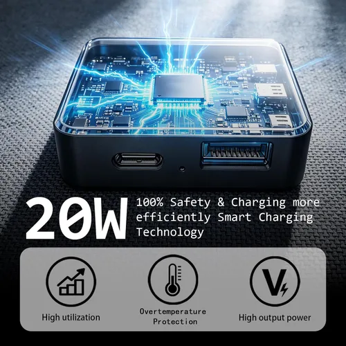 Vista 3 de Panel solar portátil de tres pliegues de 20 W, cargador solar monocristalino de 1.2 libras con salida USB-A, USB-C y 18 V CC, revestimiento ETFE