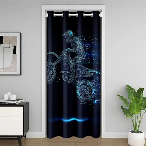 Vista 11 de Erosebridal Cortina opaca para puerta de zorro para niños, bonito diseño de oso bosque, ciervo, para niños y niñas, búho de dibujos animados