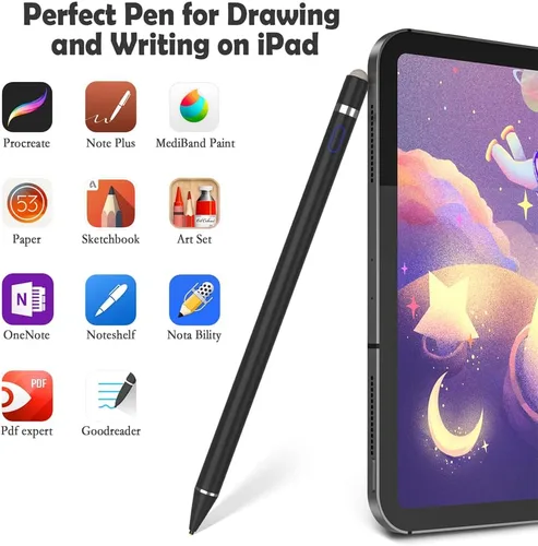 Vista 5 de Lápiz óptico activo para pantallas táctiles, doble punta para dibujo y escritura iOS y Android, lápiz digital de alta precisión para Apple iPhone
