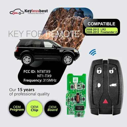 Vista 2 de Reemplazo para Land Rover LR2 Freelander 2019 2010 2011 2012 2 control remoto NT8TX9 5 botones 315MHz