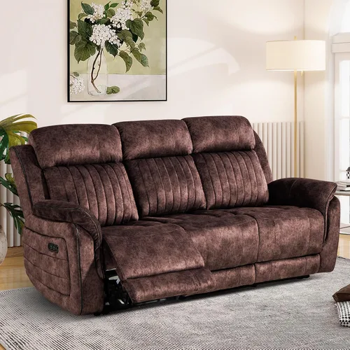 Vista 17 de Sofá reclinable eléctrico con gravedad cero, sillón reclinable eléctrico con reposacabezas ajustable, carga inalámbrica, puertos USB/C, sofá Azul