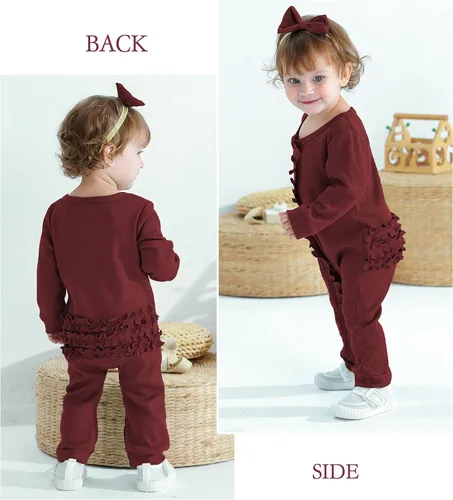 Vista 4 de Mikrdoo Ropa de niña recién nacida, ropa de bebé para otoño e invierno, trajes de manga larga, mameluco de 0 3 6 12 meses