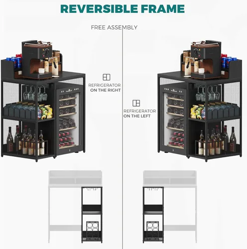 Vista 3 de Kikihouse - Estante de cocina de 4 niveles estilo industrial, soporte para mini refrigerador y microondas, estante de almacenamiento de utilidad