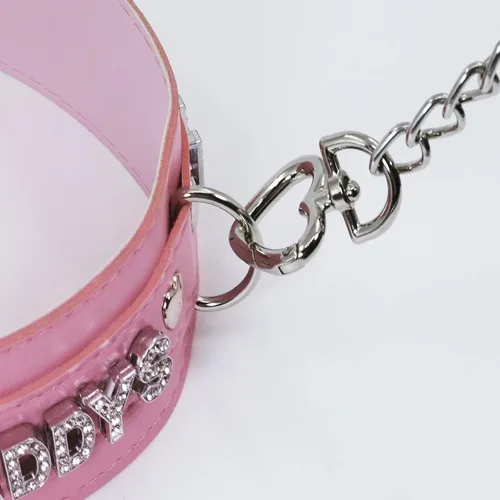 Vista 5 de paloli Pink Choker Necklace for Women Leather Collar Fluffy Punk Leash Neck Choker Gothic Cosplay Sexy Jewelries