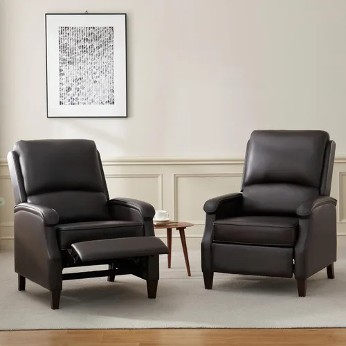 Vista 8 de VKNOW Silla reclinable de piel sintética con respaldo ajustable, color Marrón (Chestnut Brown)