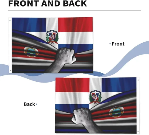 Vista 5 de Bandera de Costa Rica y República Dominicana de 2 x 3 pies, bandera para exteriores, bandera de doble cara, bandera de jardín, bandera de bienvenida