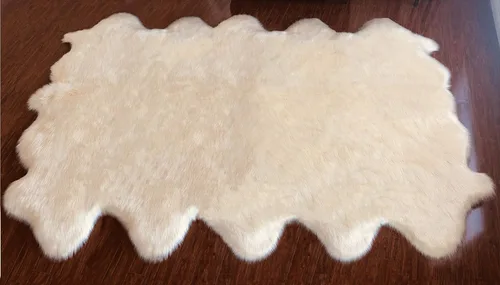 Vista 9 de LAMBZY Alfombra de piel de oveja auténtica, parte inferior gruesa y fuerte, fácilmente lavable, resistente a las manchas, perfecta para sala