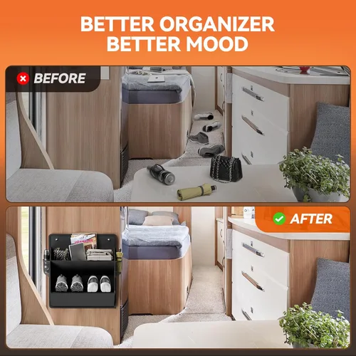 Vista 5 de Paquete de 2 Organizadores de Zapatos para RV con Cinta Adhesiva, Zapatero Colgante para Puerta, Organizador de Zapatos para Colgar en la Pared