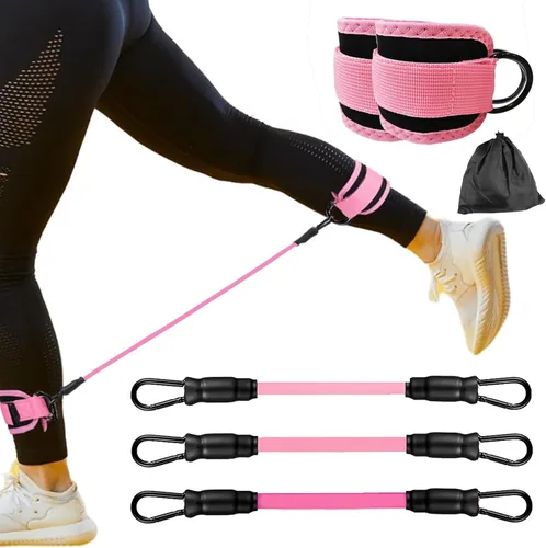 Vista 10 de Bandas de resistencia para tobillos con puños, equipo de entrenamiento para gimnasio en casa, equipo de ejercicio para levantar glúteos y trasero