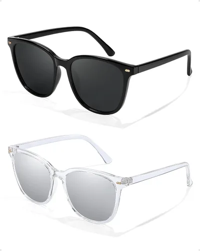 Vista 7 de FIMILU Paquete de 2 lentes de sol polarizados para mujer, lentes de protección UV400, montura grande, lentes de moda, elegantes
