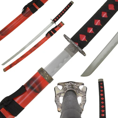 Vista 19 de Snake Eye Tactical Espada samurái katana de dos tonos con soporte de espada gratis