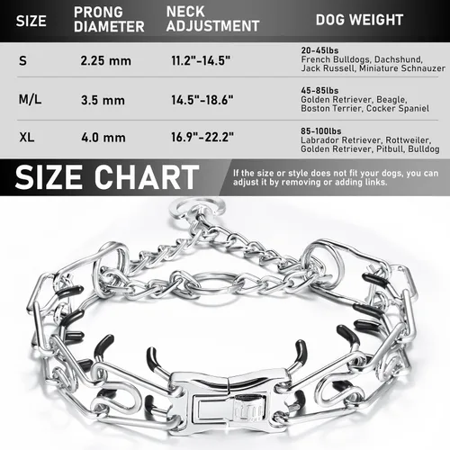 Vista 6 de DEYACE - Collar ajustable de acero inoxidable para perros Collar de entrenamiento de protección humanitaria con hebilla de aleación de zinc
