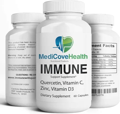 Vista 2 de Apoyo inmunológico: Quercetina, Vitamina C, Zinc, Vitamina D3.