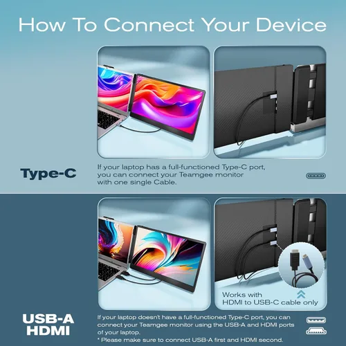 Vista 6 de Teamgee Extensor de pantalla para laptop, configuración de monitor dual Negro