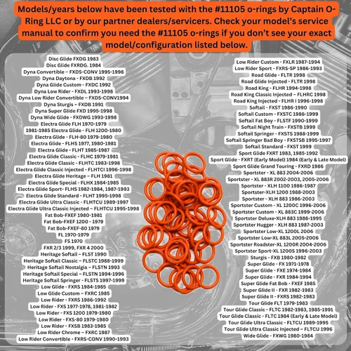Vista 3 de Paquete de 50 – Repuesto de junta tórica #11105 para tapón de drenaje de aceite Harley Davidson Oring (color naranja)