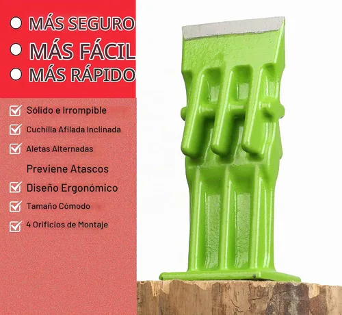 Vista 2 de SPEED FORCE Divisor de madera manual para leña, divisor de troncos portátil, cabeza de punta de cuña, sin hacha, 3 pulgadas, verde con cubierta 3.0