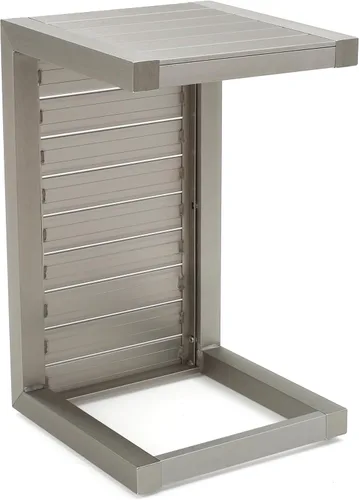 Vista 8 de Christopher Knight Home Cape Coral - Sillas de aluminio para exteriores con mesa auxiliar, color caqui y plateado