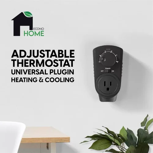 Vista 2 de EconoHome - Termostato ajustable universal con enchufe para calefacción y refrigeración - Compatible con la mayoría de los calentadores de pared