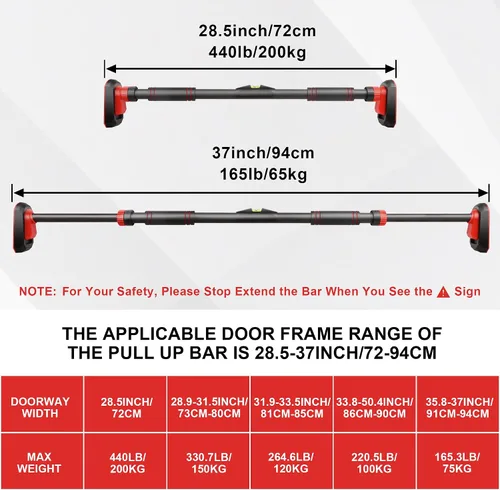 Vista 4 de TOPOKO Pull Up Bar for Doorway, Heavy Duty Chin Up Station for Home Gym, Multi-Grip or Adjustable Door Frame Exercise Equipment for Upper Body