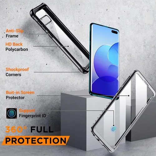 Vista 3 de Funda para Samsung Galaxy S10 Plus, protector de pantalla integrado con orificio para huella dactilar, protección de cuerpo completo, carga