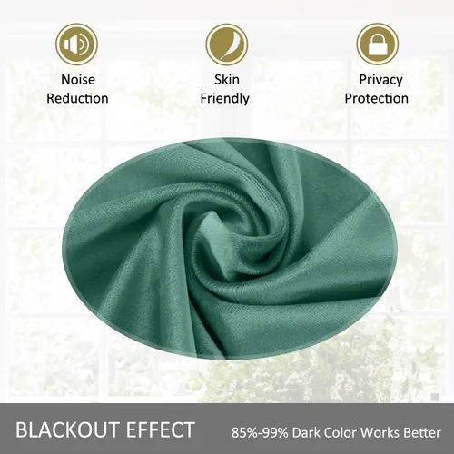 Vista 73 de cololeaf Panel de cortinas opacas de terciopelo con forro para cine en casa, cortina de ganchos planos para barra transversal o pista, 100 pulgadas