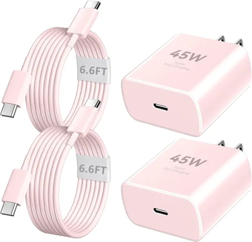 Vista 15 de Cargador para teléfono 17 16 Pro Max de carga rápida, bloque de carga USB C súper rápido de 45 W con cable de carga de 6.6 pies para 17 16 Pro