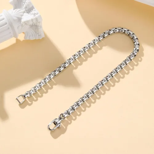 Vista 5 de VNOX Box Chain Bracelet for Men Women - Simple Metal Mens Bracelets Square Rolo Link Round Box Chain Black Stainless Steel Bracelets Jewelry Gifts
