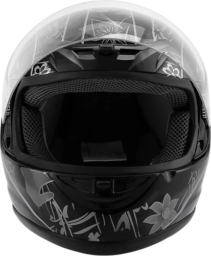 Vista 9 de TCT-MOTORPARTS - Casco de motocicleta para adultos, aprobado por DOT, color negro, visera de espejo de cara completa, casco de calle Negro