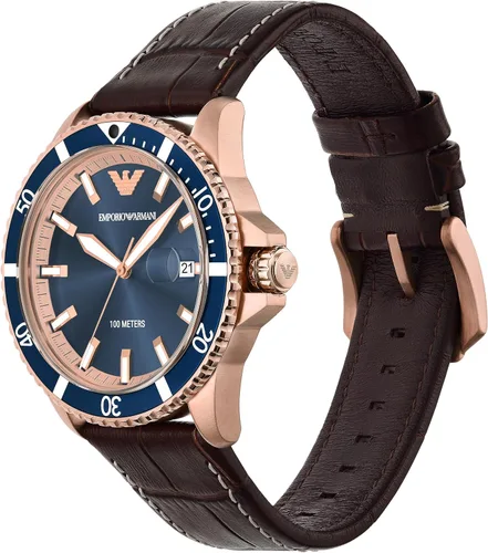 Vista 5 de Emporio Armani Reloj deportivo inspirado en buceo para hombre con correa de acero inoxidable, cerámica o silicona