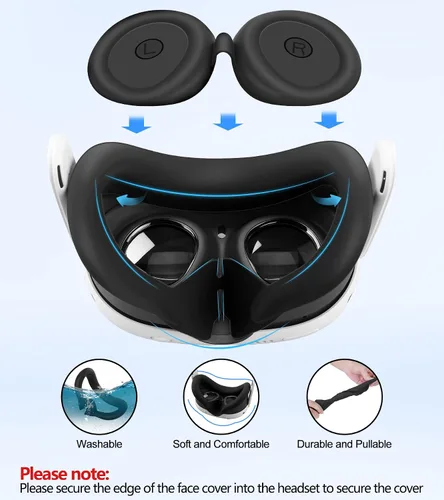 Vista 5 de Silicone Cover Set Compatible with OculusMeta Quest 3, VR Accessories Protective Cover Includes Controller Grips, Front Shell Headset Cover and Face
