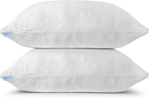 Vista 2 de Juego de almohadas de rayón de tamaño queen derivado de bambú para dormir, refrescantes juegos de almohadas de espuma viscoelástica triturada