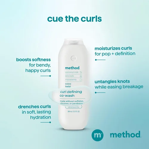 Vista 4 de Method Curl Defining Co-Wash, Coco Twist, leche de coco + aguacate + notas de macadamia, 13.5 onzas