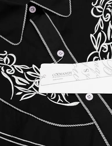 Vista 4 de COOFANDY Men's Cowboy Shirts Embroidered Rose Design Shirt Western Long Sleeve Button Down Shirt
