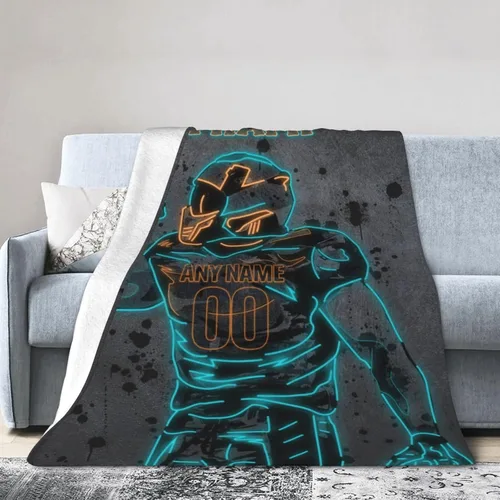 Vista 8 de Manta personalizada de Miami con nombre y número de nombre, regalos para hombres, mujeres y niños