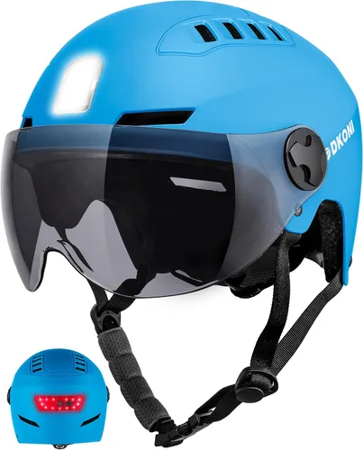 Vista 14 de Casco de bicicleta para adultos con luces delanteras y traseras Negro