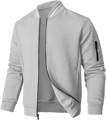 Vista 12 de SAVKOOV Chaqueta ligera de ajuste holgado para hombre, chaqueta bomber casual y elegante