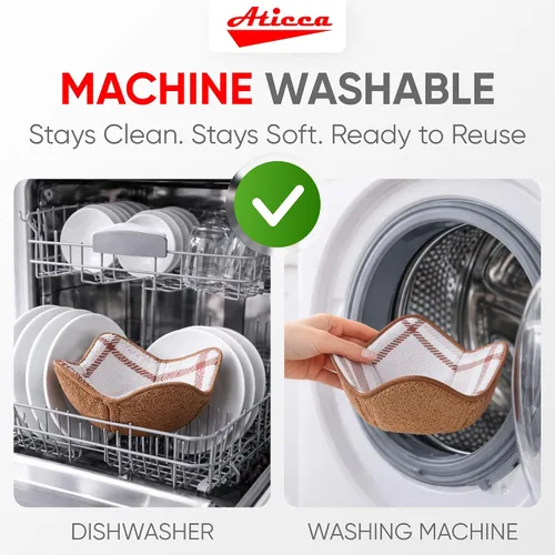 Vista 8 de Aticca Juego de Soportes Acogedores para Ollas de Microondas para Alimentos Calientes, Juego de 4 Almohadillas Calientes para Tazas de Caldo