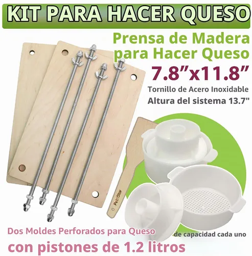 Vista 7 de PetriStor Prensa de queso de madera con molde de 2 queso, 1.3Qt