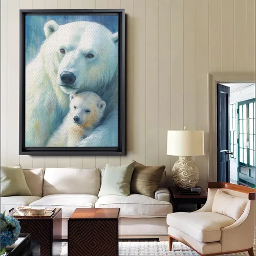 Vista 3 de Fox Mother Cub Print, In The Style Of Stencil-Based, Ivory, Kids Wall Art, Kids Wall Art Display, Mom And Baby Animal Art Print