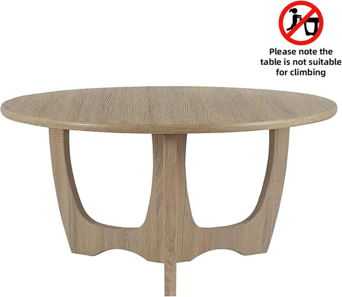 Vista 5 de FINECASA Mesa de centro redonda de madera, patas curvas, muebles, sofá de acento, mesa auxiliar para sala de estar, mesa redonda de madera, 36 x 18