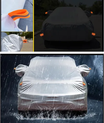 Vista 4 de Funda para automóvil compatible con Nissan March, cubierta completa para automóvil, transpirable y a prueba de polvo, resistente al viento, forro