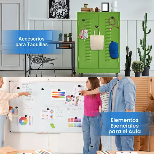Vista 2 de LOVIMAG - Imanes negros de refrigerador, 12 unidades, imanes pequeños y fuertes para pizarra blanca, oficina, aula, mapas, accesorios de cocina