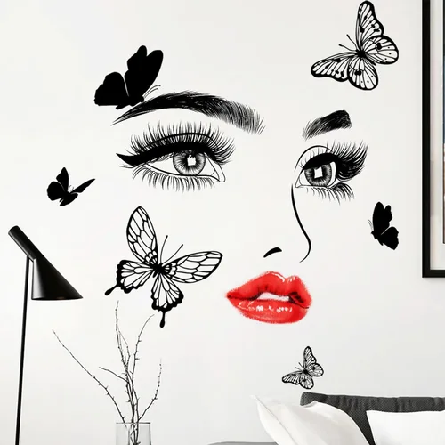 Vista 10 de Arawat Calcomanías de pared de pestañas para dormitorio, citas de ojos de reina, murales para decoración de sala de estar, calcomanías de decoración
