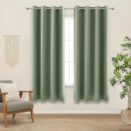 Vista 23 de KOUFALL Cortinas de Baño Aqua para Ventana, Juego de 2 Paneles Decoración Costera Cortinas Cortas Opacas para Ventana Pequeña de Cocina Puerta